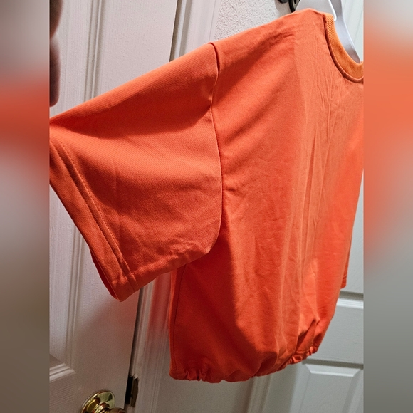 Bright Orange Graphic Cropped Tee and Shorts LoungeSet Size XXL NWOT - Picture 9 of 16